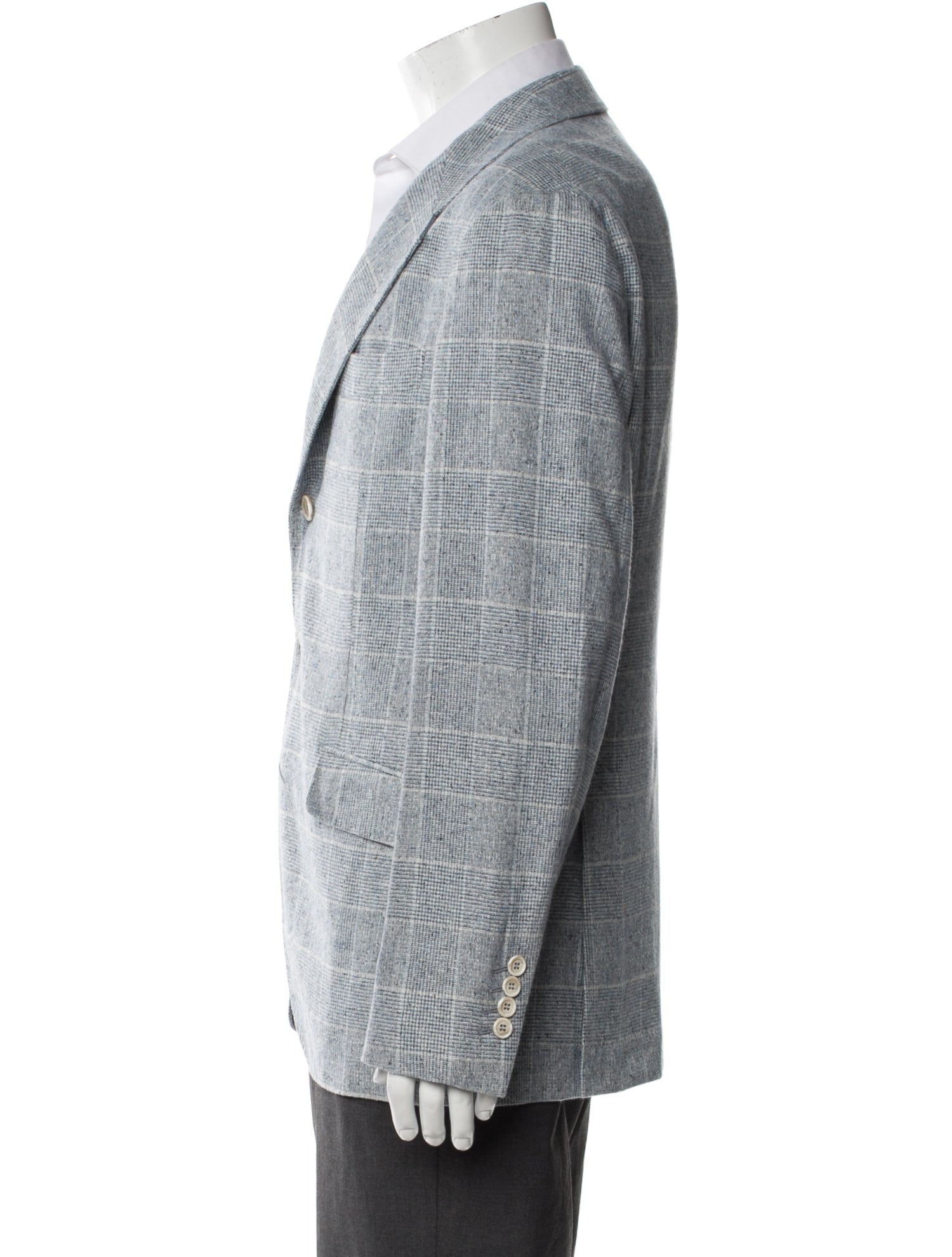 Brunello Cucinelli Silk Plaid Print Blazer