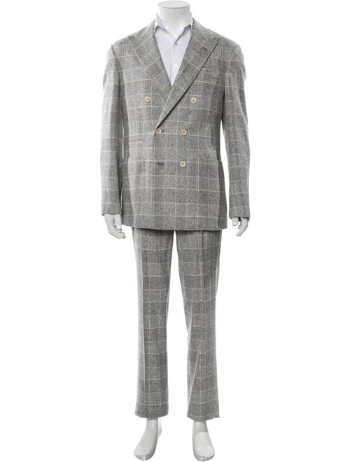 Brunello Cucinelli Silk Plaid Print Two-Piece Suit