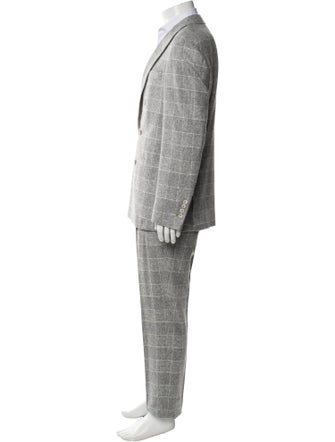 Brunello Cucinelli Silk Plaid Print Two-Piece Suit