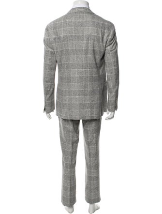 Brunello Cucinelli Silk Plaid Print Two-Piece Suit
