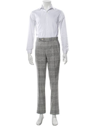 Brunello Cucinelli Silk Plaid Print Two-Piece Suit