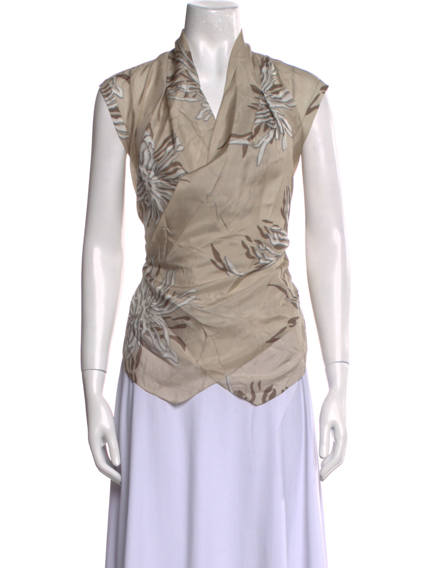 Brunello Cucinelli Silk V-Neck Button-Up Top