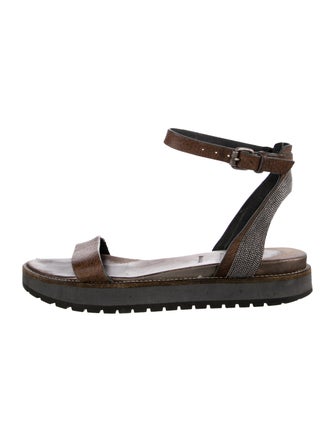 Brunello Cucinelli Monili Leather Sandals