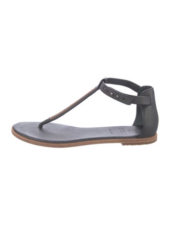 Brunello Cucinelli Monili Leather T-Strap Sandals