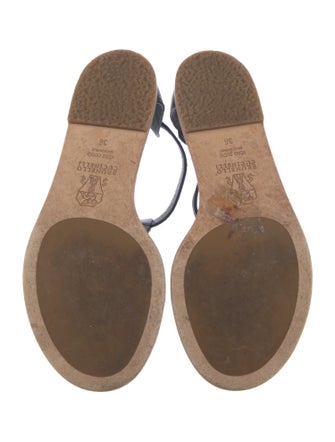 Brunello Cucinelli Monili Leather T-Strap Sandals