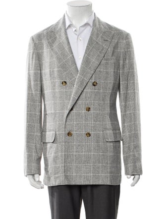 Brunello Cucinelli Silk Plaid Print Sport Coat
