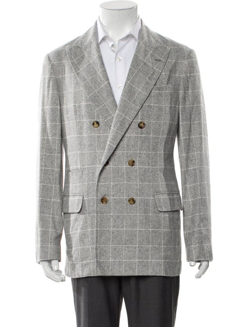 Brunello Cucinelli Silk Plaid Print Sport Coat