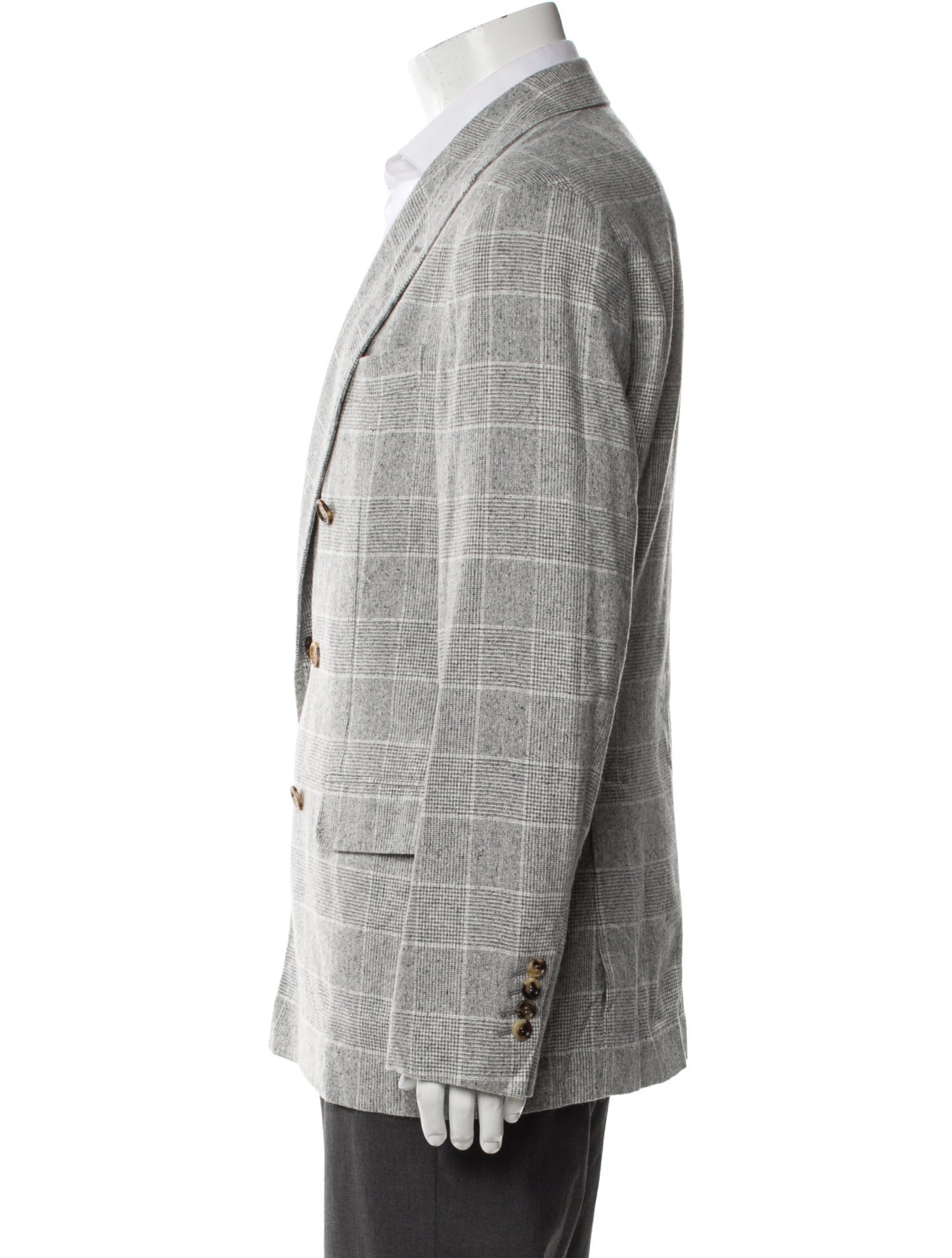 Brunello Cucinelli Silk Plaid Print Sport Coat