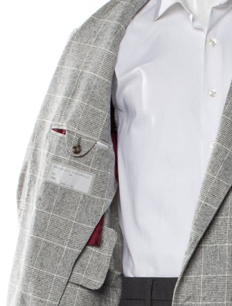 Brunello Cucinelli Silk Plaid Print Sport Coat