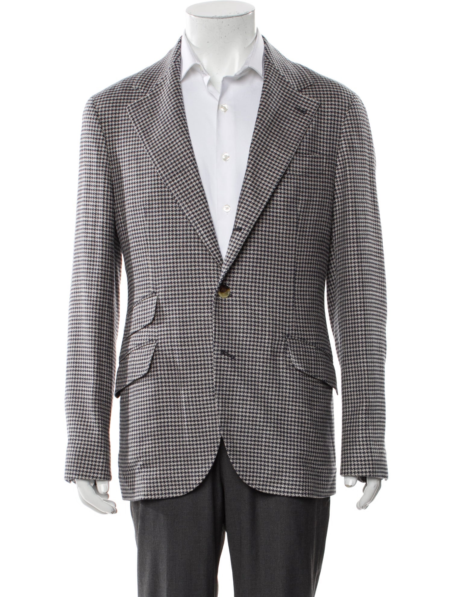 Brunello Cucinelli Wool Houndstooth Print Sport Coat