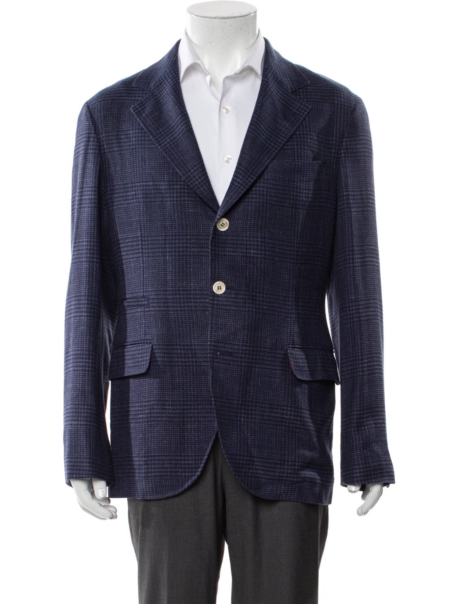 Brunello Cucinelli Wool Plaid Print Blazer