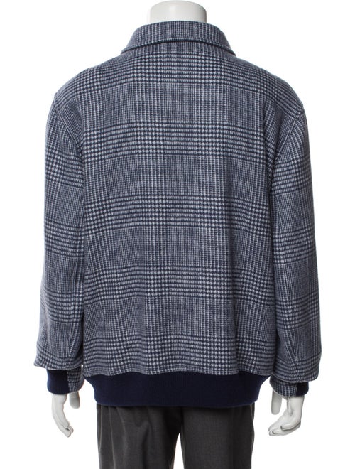 Brunello Cucinelli Wool Plaid Print Peacoat