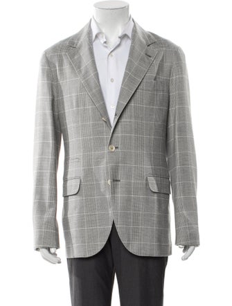 Brunello Cucinelli Wool Plaid Print Blazer