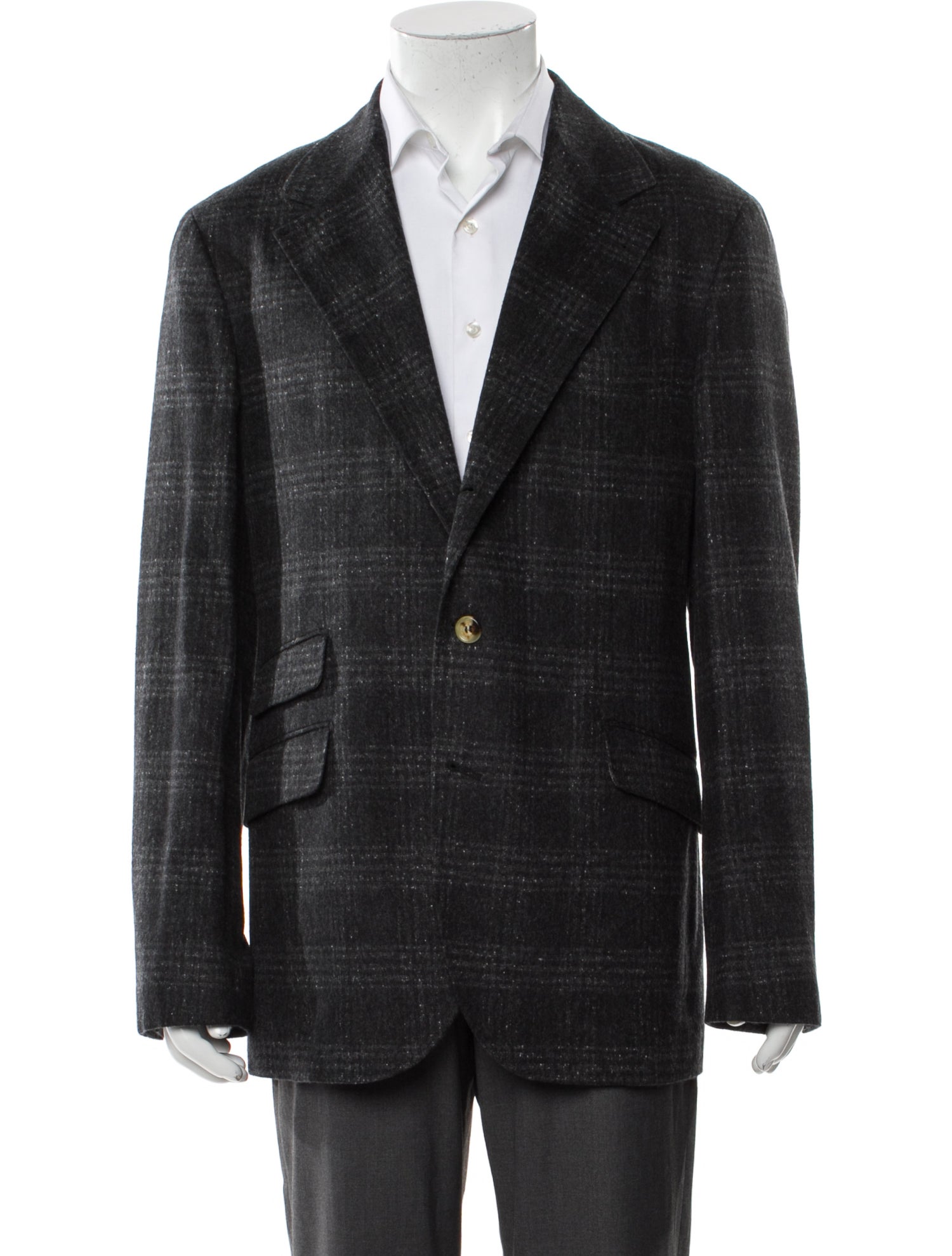 Brunello Cucinelli Silk Plaid Print Blazer