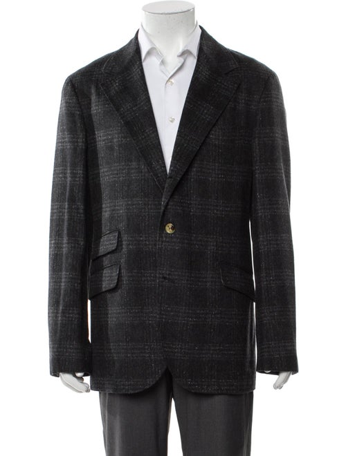 Brunello Cucinelli Silk Plaid Print Blazer
