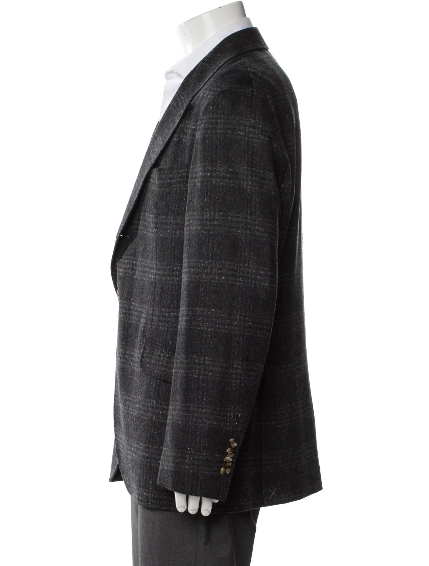 Brunello Cucinelli Silk Plaid Print Blazer