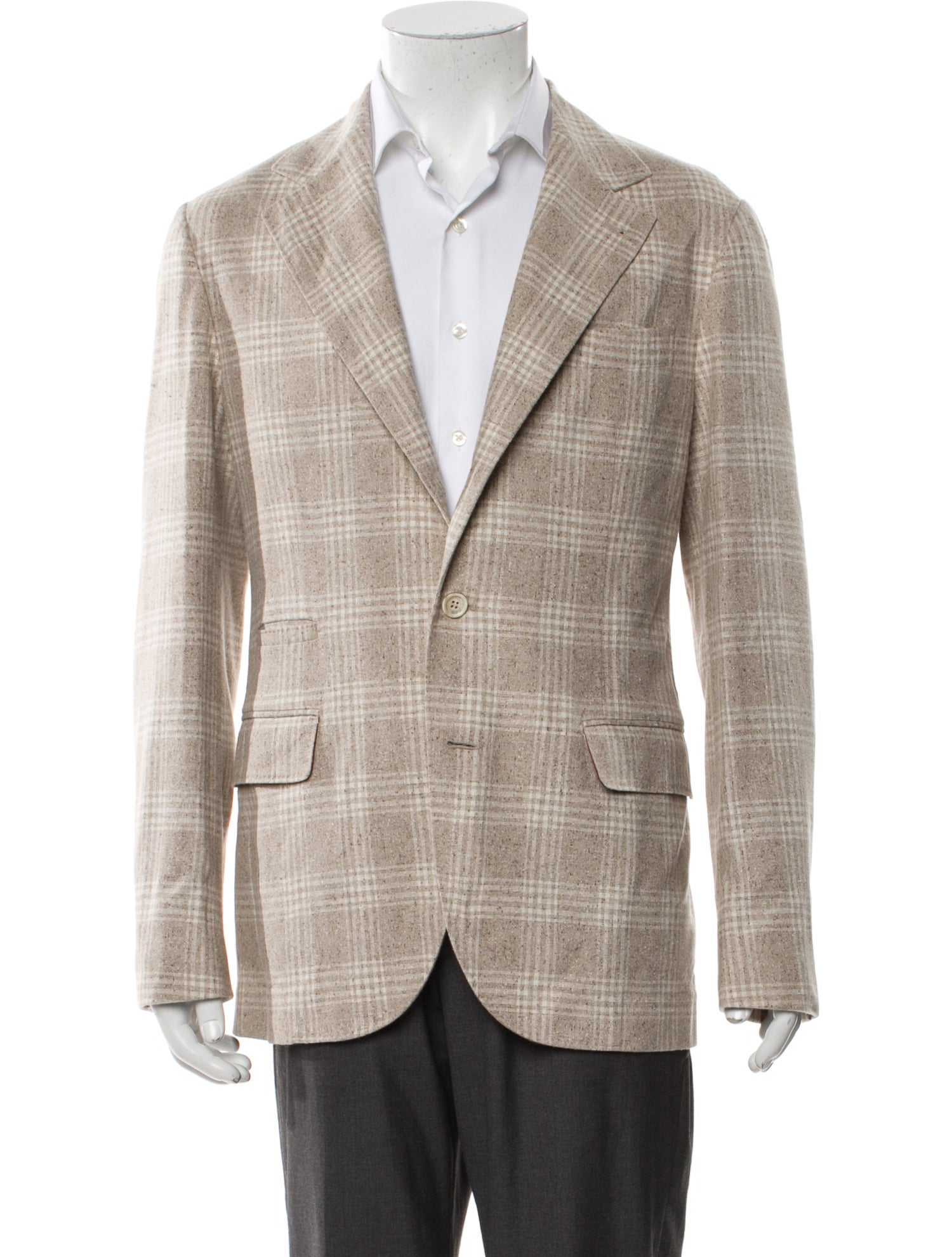 Brunello Cucinelli Silk Plaid Print Blazer