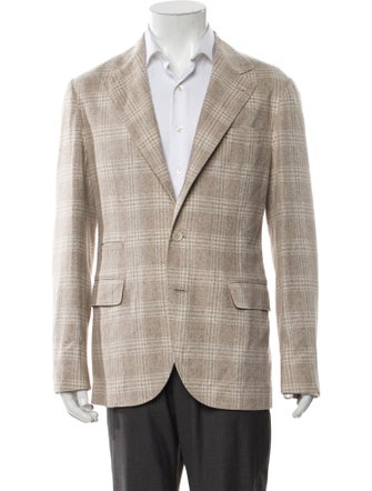 Brunello Cucinelli Silk Plaid Print Blazer