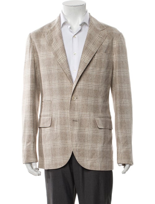 Brunello Cucinelli Silk Plaid Print Blazer