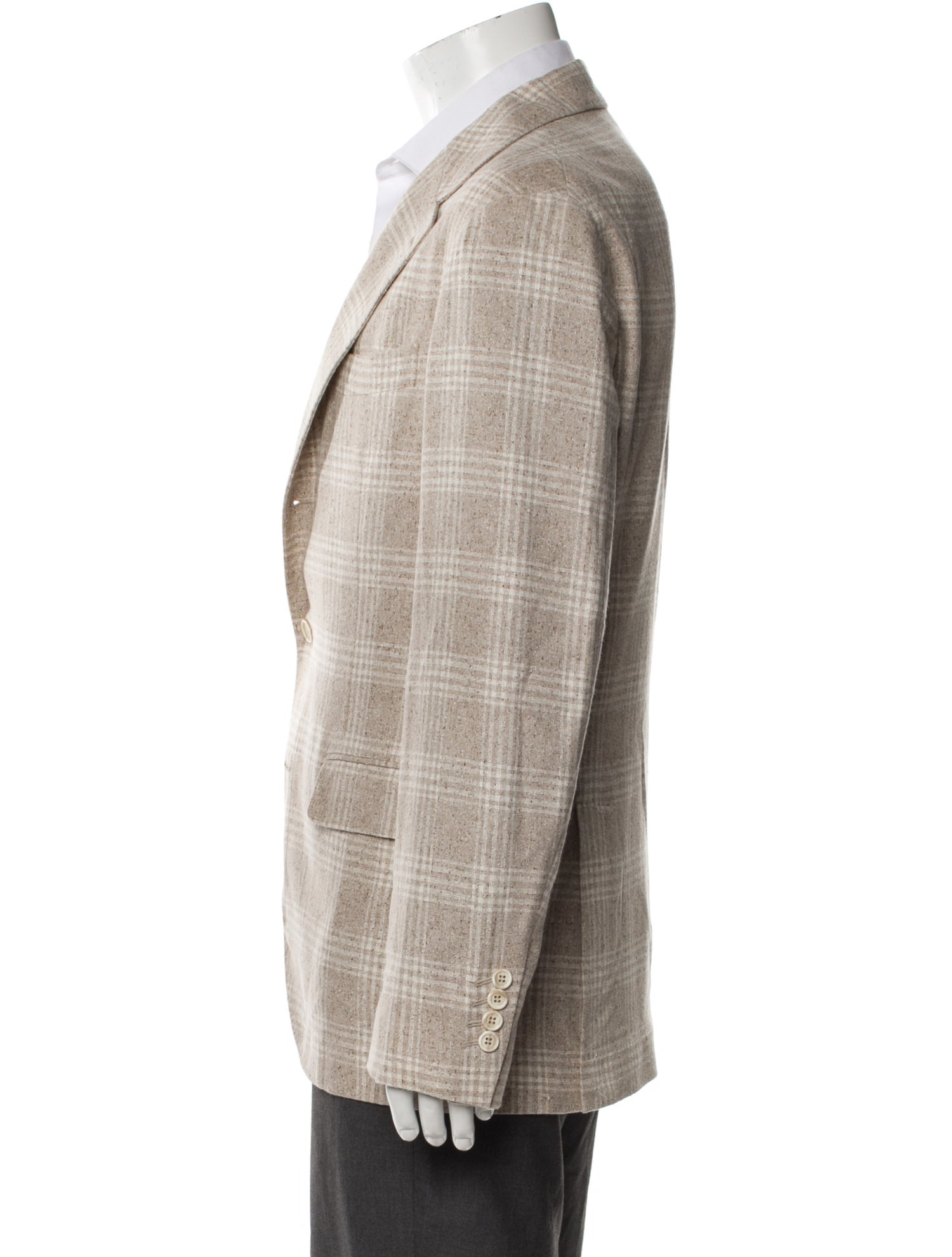 Brunello Cucinelli Silk Plaid Print Blazer