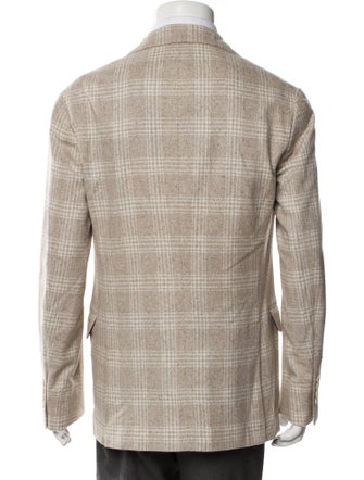 Brunello Cucinelli Silk Plaid Print Blazer