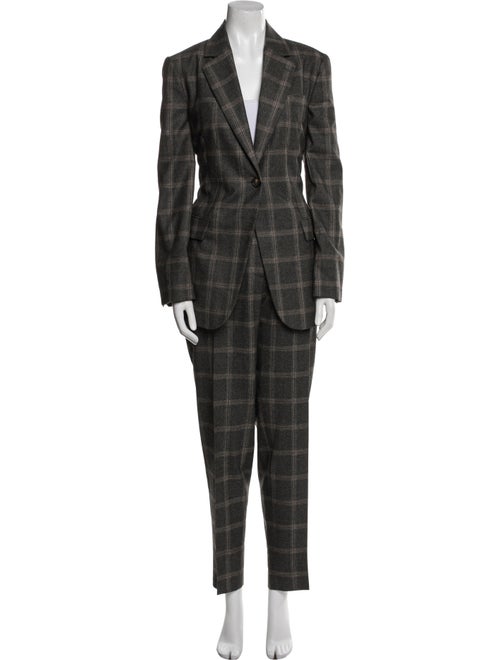 Brunello Cucinelli Virgin Wool Plaid Print Pantsuit