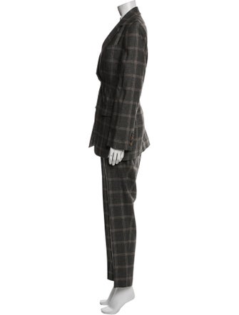 Brunello Cucinelli Virgin Wool Plaid Print Pantsuit