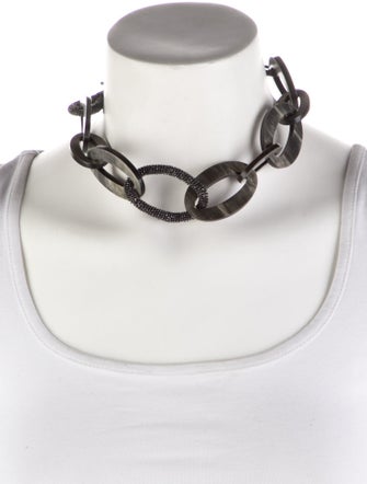 Brunello Cucinelli Horn & Monili Bead Link Collar Necklace