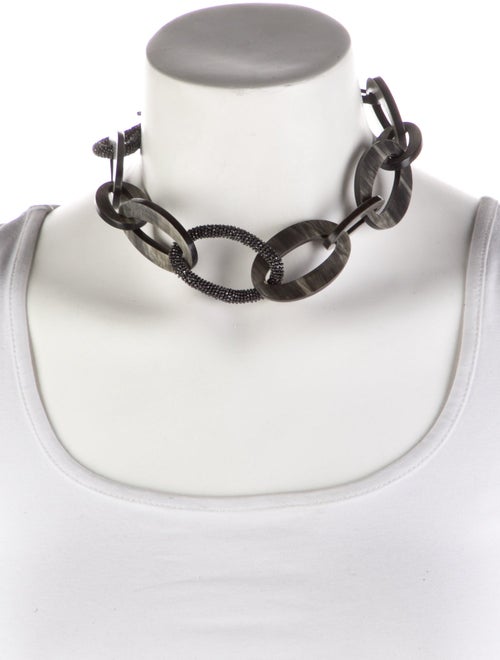 Brunello Cucinelli Horn & Monili Bead Link Collar Necklace