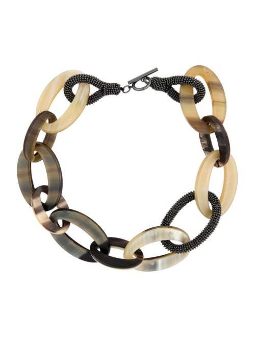 Brunello Cucinelli Monili Bead & Horn Link Collar Necklace