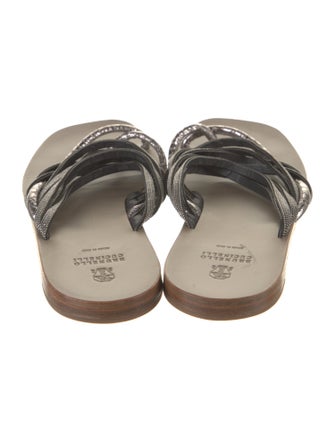 Brunello Cucinelli Monili Leather Slides