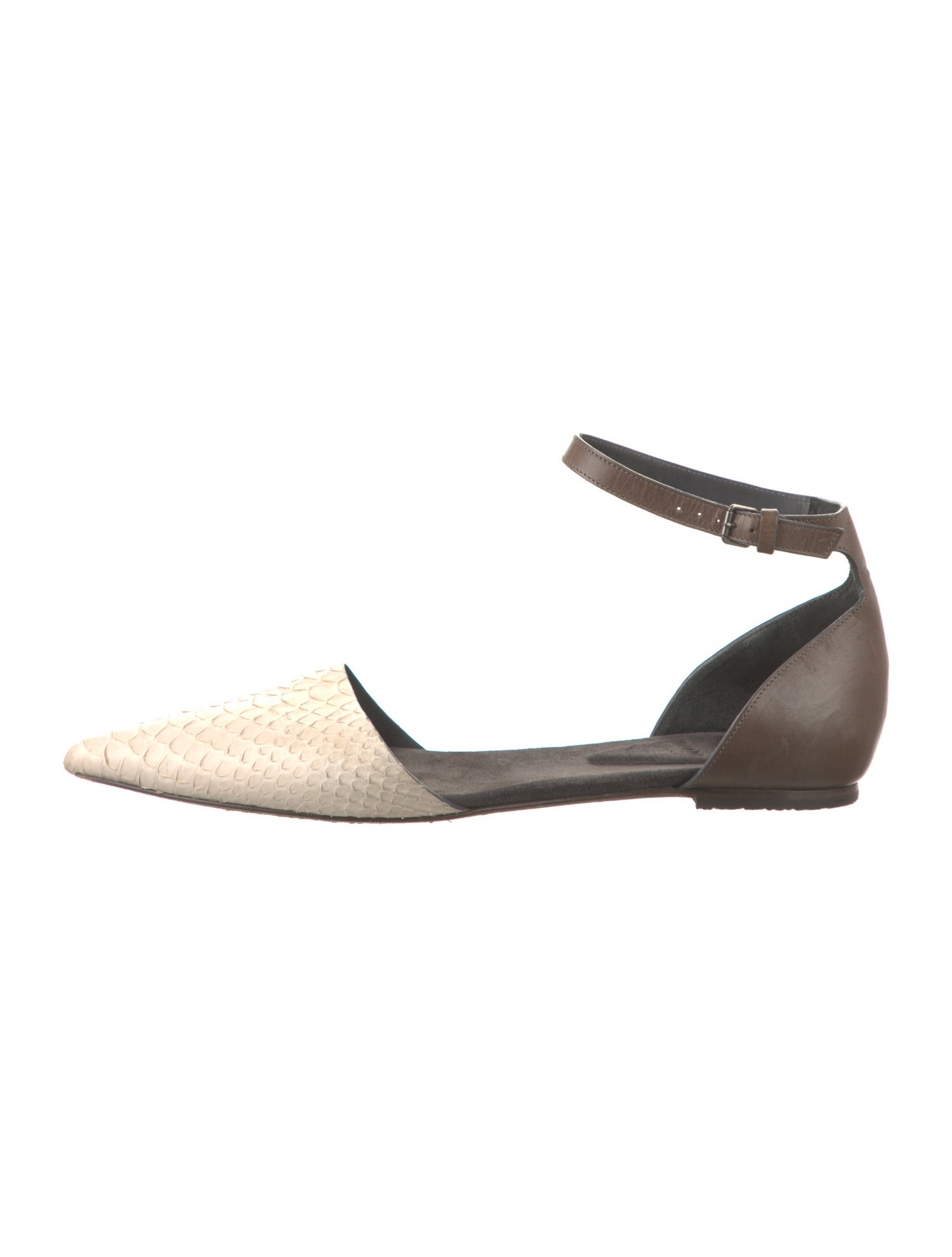 Brunello Cucinelli Embossed Leather Colorblock Pattern D'Orsay Flats