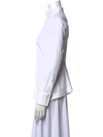 Brunello Cucinelli Mock Neck Long Sleeve Button-Up Top