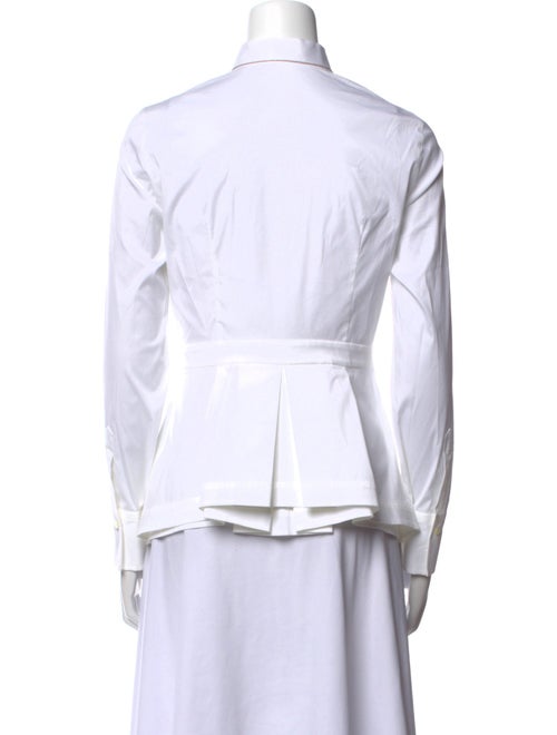 Brunello Cucinelli Mock Neck Long Sleeve Button-Up Top