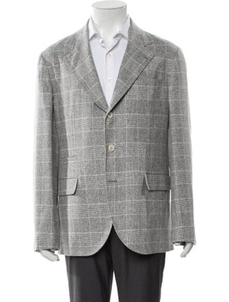 Brunello Cucinelli Silk Plaid Print Sport Coat