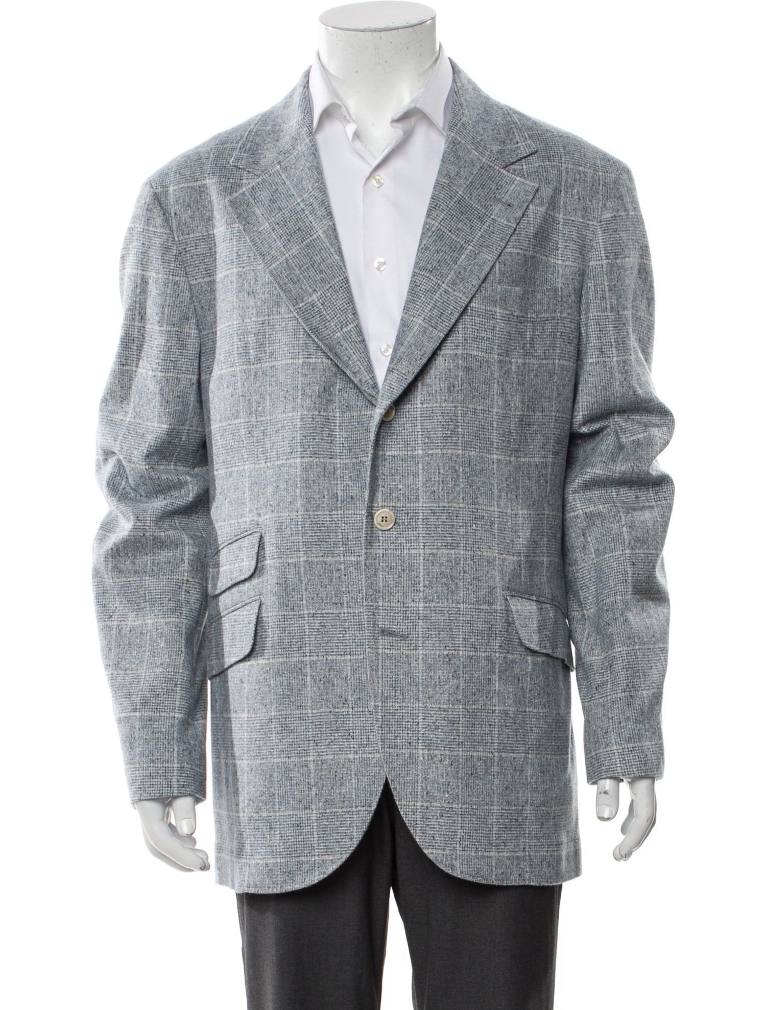 Brunello Cucinelli Silk Plaid Print Sport Coat