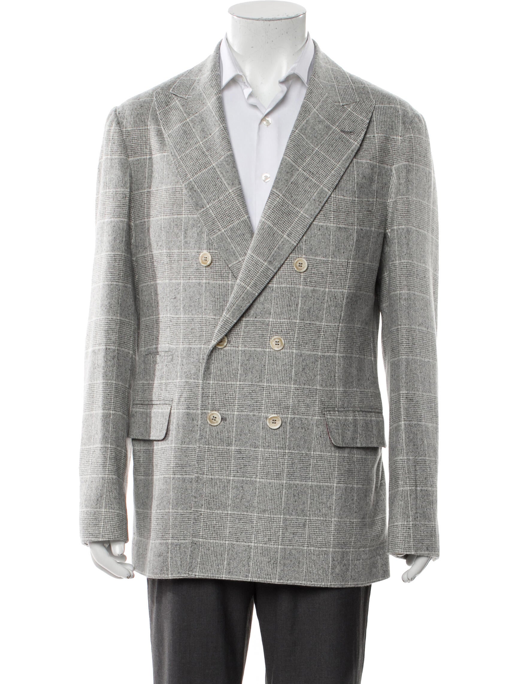 Brunello Cucinelli Silk Plaid Print Sport Coat
