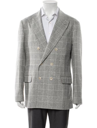 Brunello Cucinelli Silk Plaid Print Sport Coat