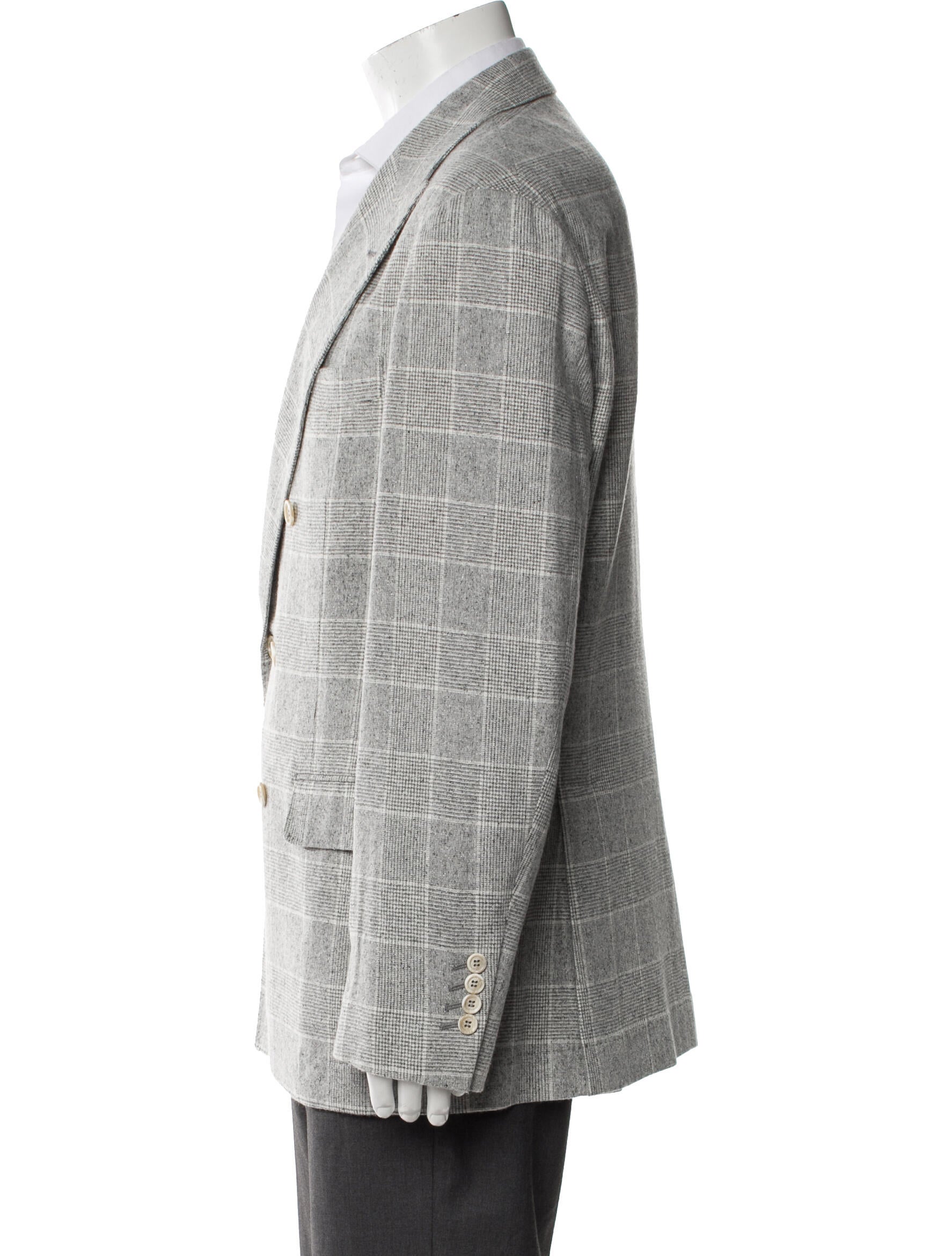Brunello Cucinelli Silk Plaid Print Sport Coat
