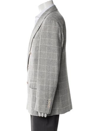 Brunello Cucinelli Silk Plaid Print Sport Coat
