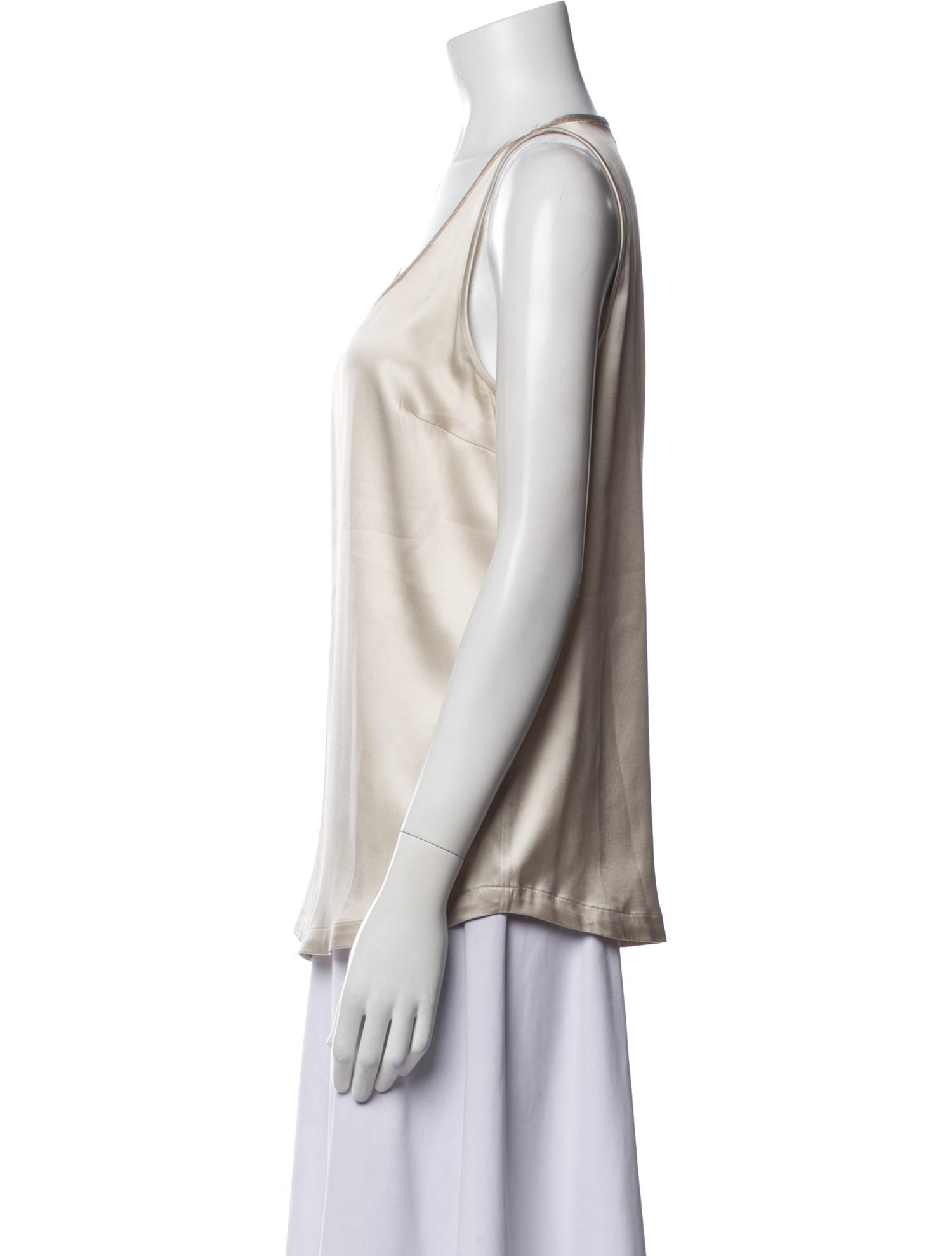 Brunello Cucinelli Silk Scoop Neck Top