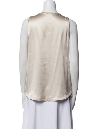 Brunello Cucinelli Silk Scoop Neck Top