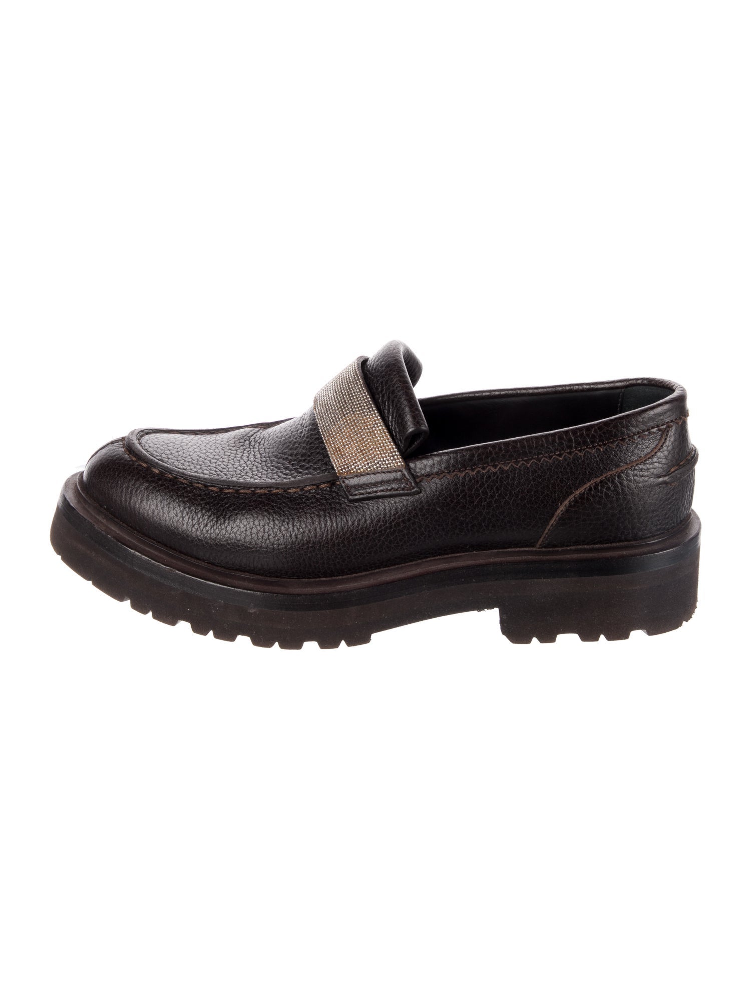 Brunello Cucinelli Monili Leather Loafers