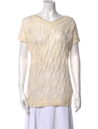 Brunello Cucinelli Linen Bateau Neckline Sweater