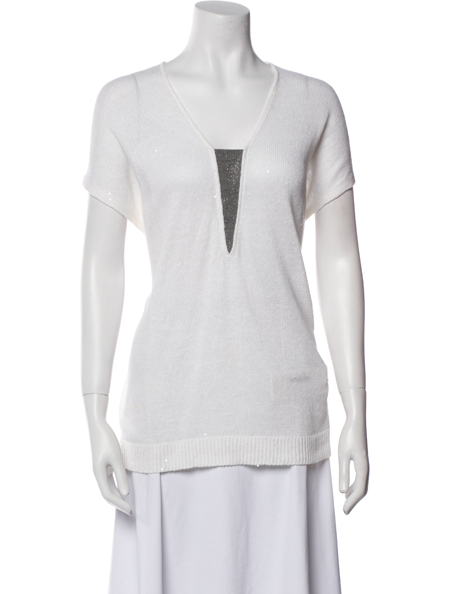 Brunello Cucinelli Linen V-Neck Sweater