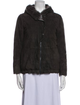 Brunello Cucinelli Leather Faux Fur Jacket