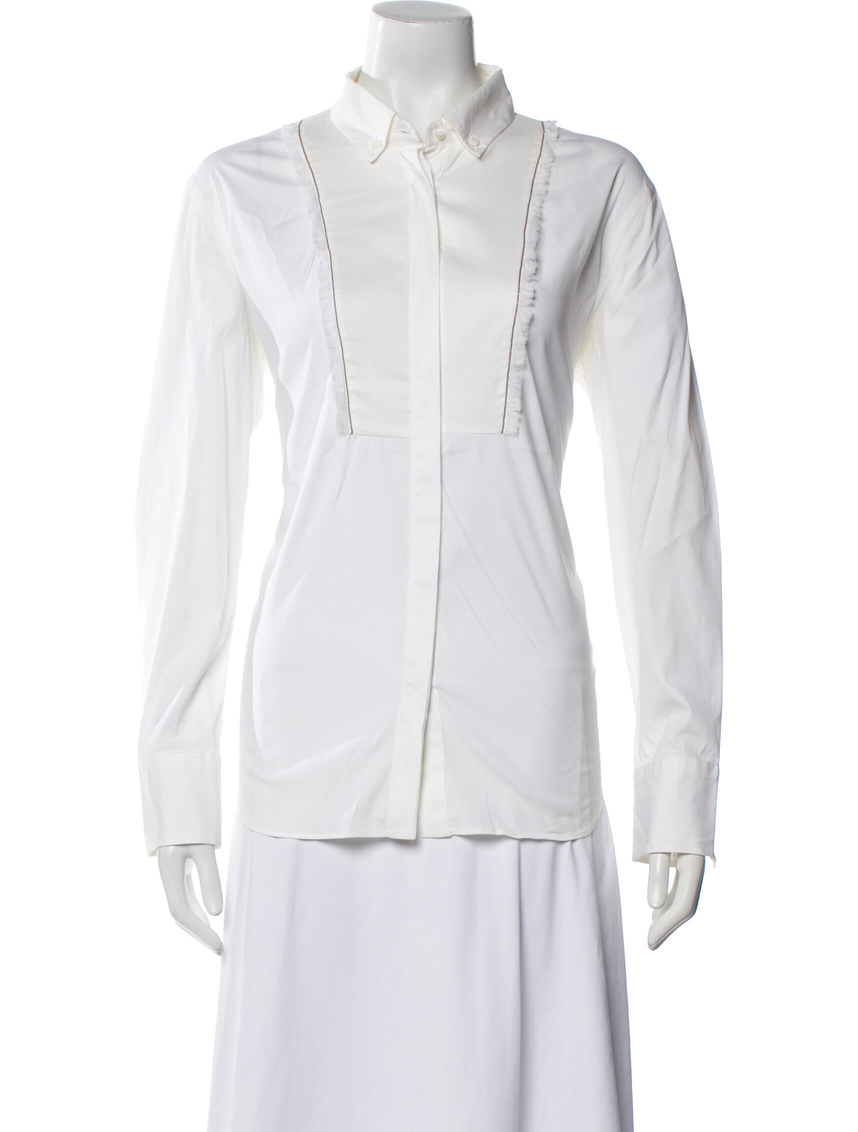 Brunello Cucinelli Long Sleeve Button-Up Top