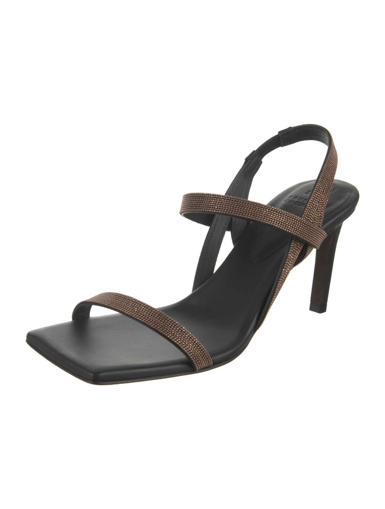 Brunello Cucinelli Monili Leather Slingback Sandals