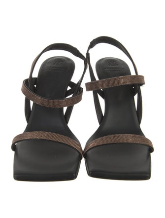 Brunello Cucinelli Monili Leather Slingback Sandals
