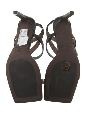 Brunello Cucinelli Monili Leather Slingback Sandals